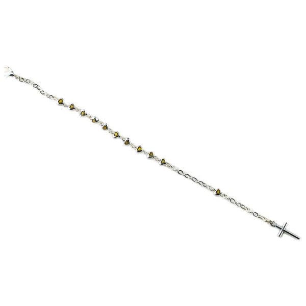 Silver-tone bracelet with Blue Enamel Heart and Lobster Claw Clasp