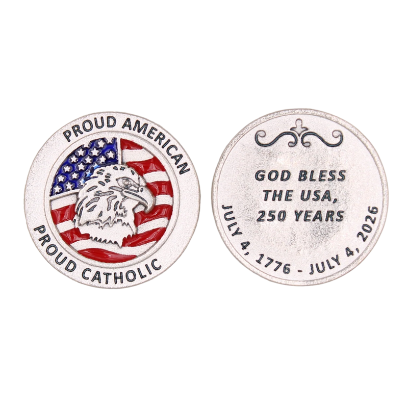 250th Anniversary of America - Silver with enameled flag one side