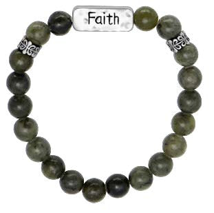 Connemara Marble Bracelet with Silver Plated Faith