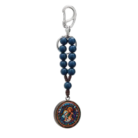 Purple Holy Family Rosary Keychain