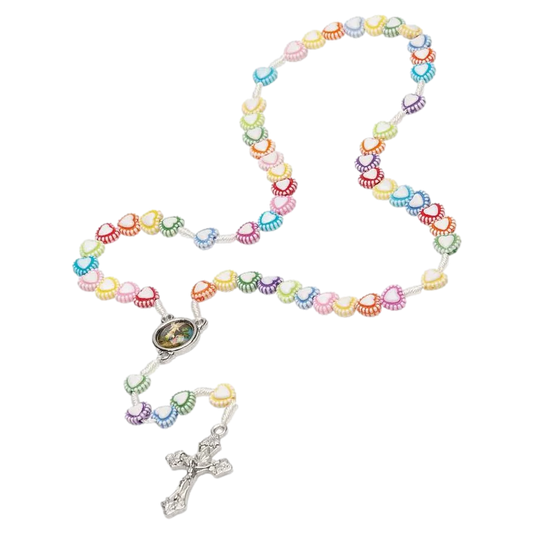 Kids Rosary with Grooved Heart Beads