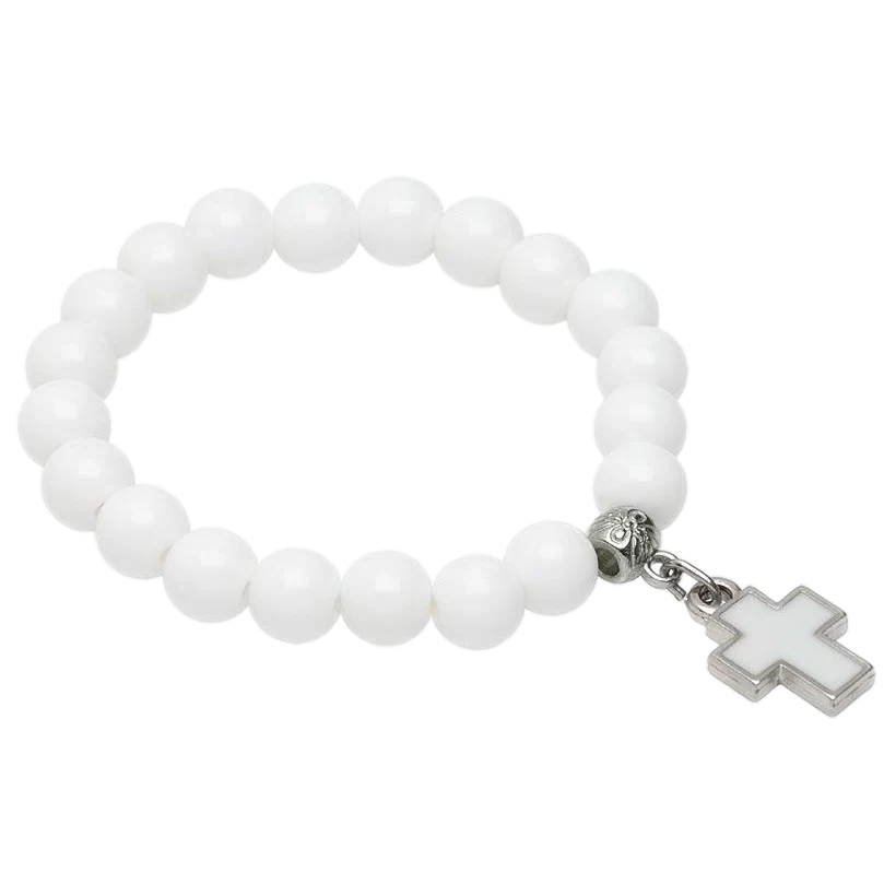 Kids White Cross Bracelet