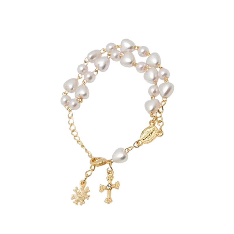 Pearl Double Row Bracelet with Heart-Shaped Pearls