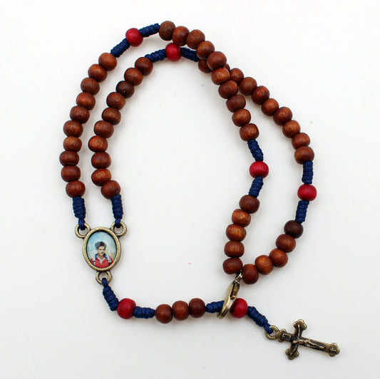 Rosary bracelet - Carlo Acutis, cord, cinnamon color beads