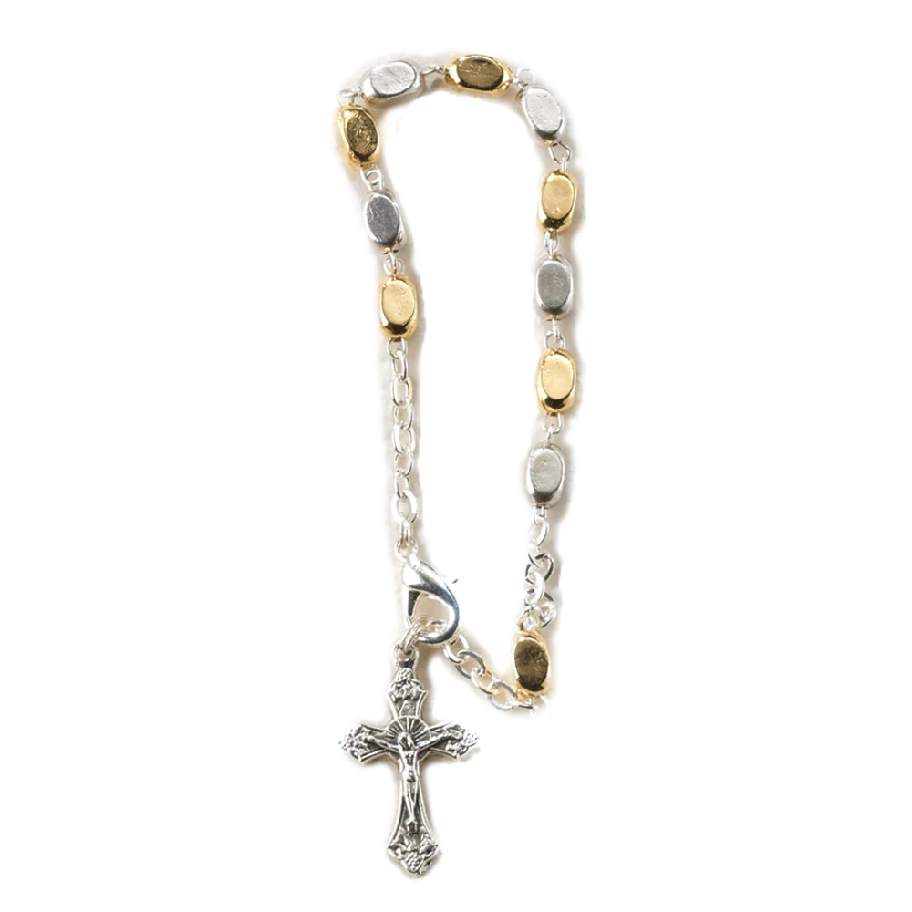 Silver-tone and gold-tone bracelet with Lobster Claw Clasp