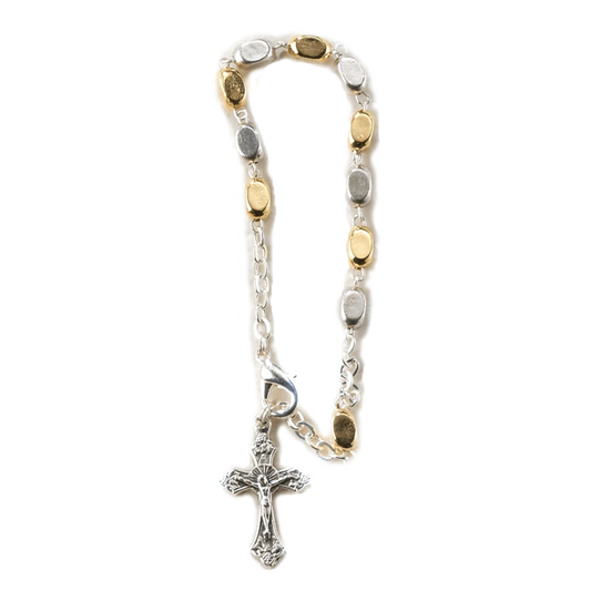 Silver-tone and gold-tone bracelet with Lobster Claw Clasp