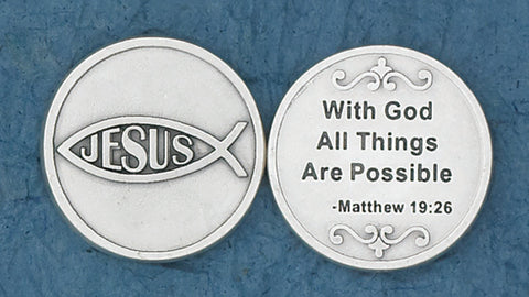 	With God- Bible Verse Token (Pack of 25)